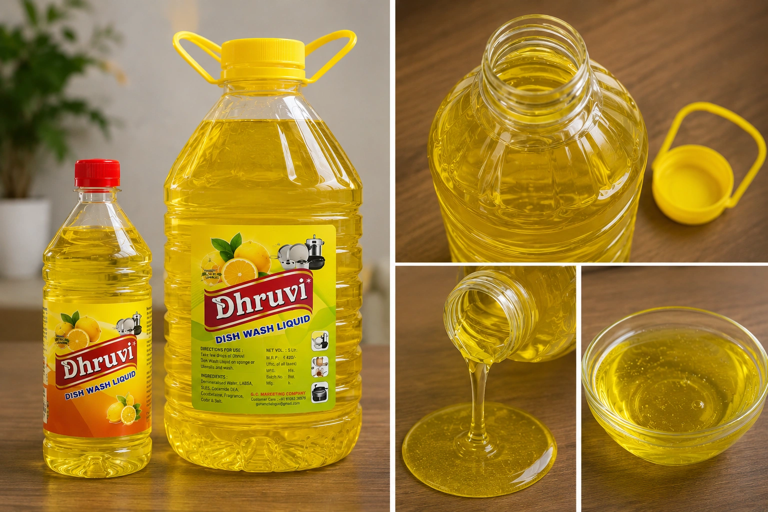 DHRUVI Lemon Dish Wash Liquid for Powerful Grease Removal and Sparkling Clean Utensils DHRUVI Lemon Dish Wash Liquid for Powerful Grease Removal and Sparkling Clean Utensils