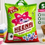 HEENA Super Clean Detergent Powder 5 Kg Family Pack with Powerful Cleaning Action