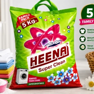 HEENA Super Clean Detergent Powder 5 Kg Family Pack with Powerful Cleaning Action