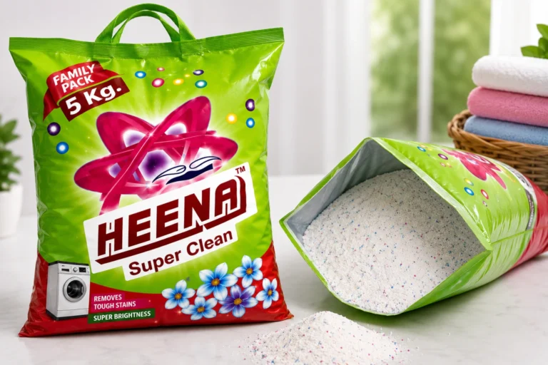 HEENA Super Clean Detergent Powder 5 Kg Family Pack with Powerful Cleaning Action